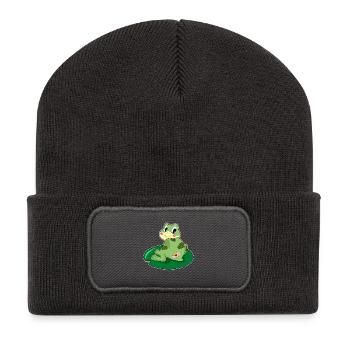 Taches de grenouilles - Beanie recyclé à patch - charbon - Devant