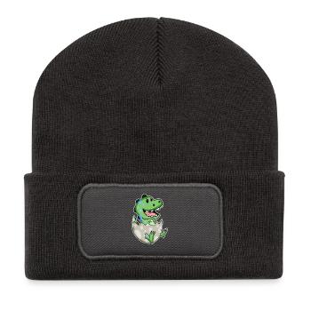Motif Dino d’œuf de dinosaure - Beanie recyclé à patch - charbon - Devant