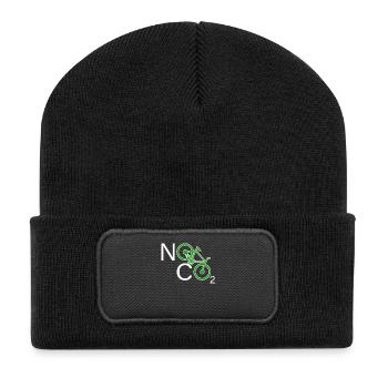No CO2 Bike Climate Change MTB Mountain Bike E-Bike - Recycled Patch Beanie - black - Front