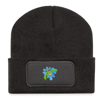 Schildkröte Schwimmen Schwimmbrille - Recycelte Patch Beanie - Dunkelgrau - Vorne