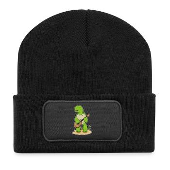 Turtle Musician Guitar Music - Recycled Patch Beanie - black - Front