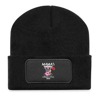 Baby 2022 - Geburt Schwanger 2022 - Baby Tochter - Recycelte Patch Beanie - Schwarz - Vorne