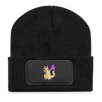 Fille 4 ans cadeau 4ème anniversaire - Beanie recyclé à patch - noir - Devant