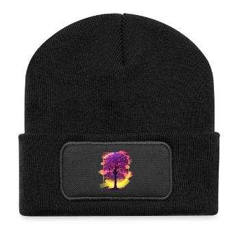 Lebensbaum - Recycelte Patch Beanie - Schwarz - Vorne