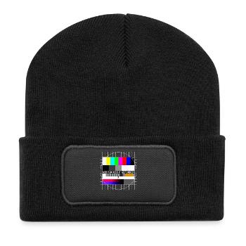 Testbild Error 404 Kostüm Nicht Gefunden Karneval - Recycelte Patch Beanie - Schwarz - Vorne