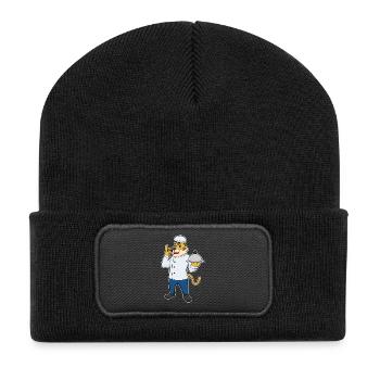 Cuisinier tigre servant la cuisine de cloches - Beanie recyclé à patch - noir - Devant