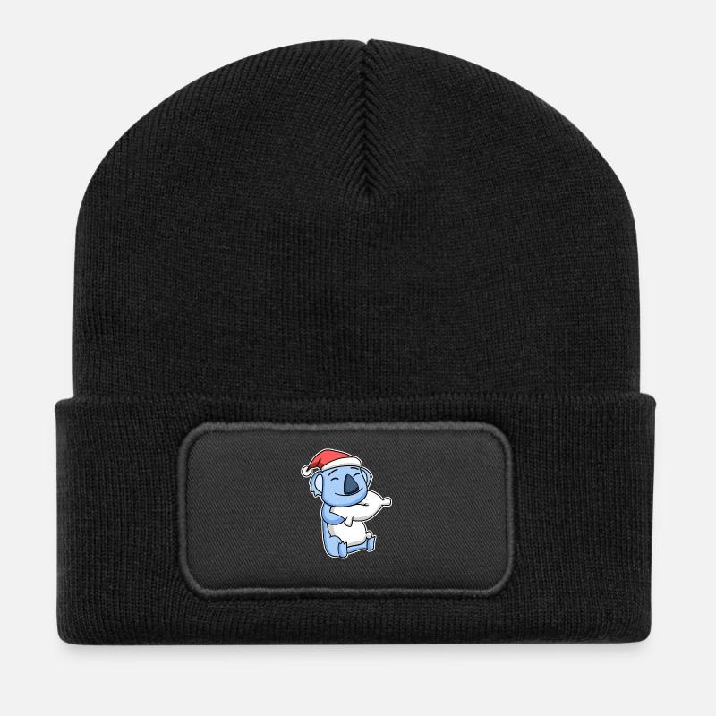 Koala Weihnachten Schlafen Schlaf Ausschlafen - Recycelte Patch Beanie - Schwarz