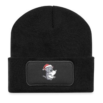 Korat Katze Weihnachten Schlafen Müde - Recycelte Patch Beanie - Schwarz - Vorne