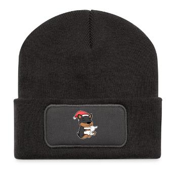 Dog Christmas Sleep Tired pillows - Recycled Patch Beanie - dark grey - Front