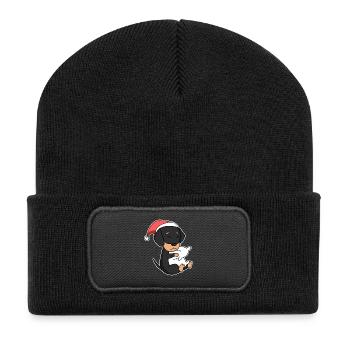 Teckel chien Noël sommeil fatigué - Beanie recyclé à patch - noir - Devant