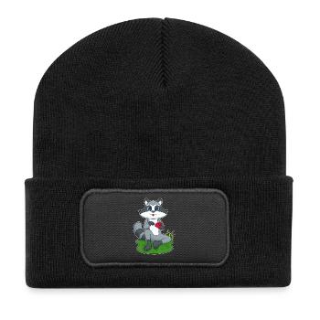 Waschbär Poker Pokerkarten - Recycelte Patch Beanie - Schwarz - Vorne