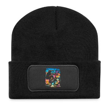 Vintage Bmx Fahrrad - Retro Bmx Rad Farbenfroh - Recycelte Patch Beanie - Schwarz - Vorne