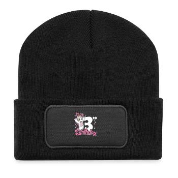 3ème anniversaire Enfants Licorne Toodler Trois - Beanie recyclé à patch - noir - Devant