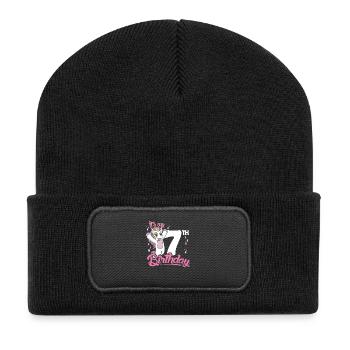 7th Birthday Kids Unicorn Toodler Seven - Recycelte Patch Beanie - Schwarz - Vorne