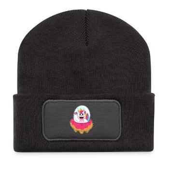 Einhorn Raumschiff Weltraum - Recycelte Patch Beanie - Dunkelgrau - Vorne