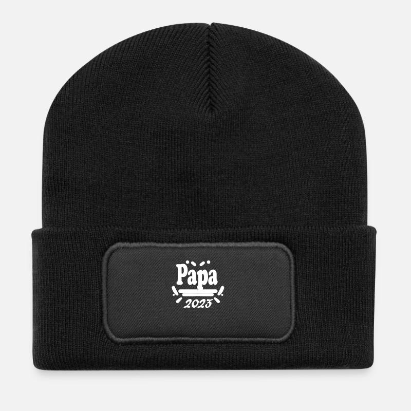 Papa 2023 - Vater 2023 - Recycelte Patch Beanie - Schwarz