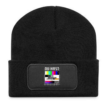 Du Hast Sendepause Testbild 90er Party 80er Jahre - Recycelte Patch Beanie - Schwarz - Vorne