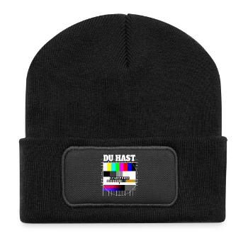 Du Hast Sendepause Testbild 90er Party 80er Jahre - Recycelte Patch Beanie - Schwarz - Vorne