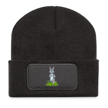 Hase Jogger Joggen Sport - Recycelte Patch Beanie - Dunkelgrau - Vorne