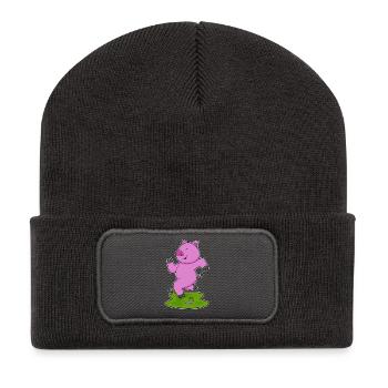 Cochon Jogger Jogging Sport - Beanie recyclé à patch - charbon - Devant