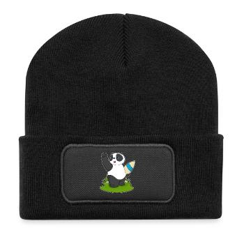 Été de planche de surf panda - Beanie recyclé à patch - noir - Devant