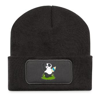 Été de planche de surf panda - Beanie recyclé à patch - charbon - Devant