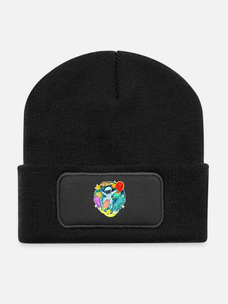 9. Geburtstag 9 Jahre Astronaut Weltall - Recycelte Patch Beanie - Schwarz