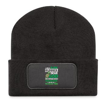 Turtle Saying Running Funny - Recycelte Patch Beanie - Dunkelgrau - Vorne