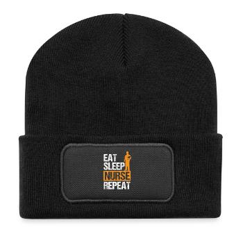 Eat Sleep Nurse Repeat Hospital Gift idea - Recycelte Patch Beanie - Schwarz - Vorne