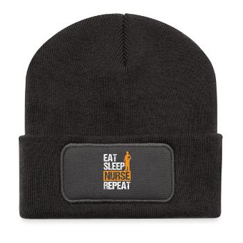Eat Sleep Nurse Repeat Hospital Gift idea - Recycelte Patch Beanie - Dunkelgrau - Vorne