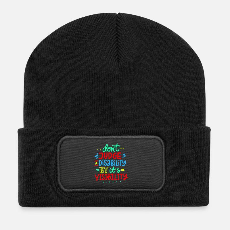 Verurteile meine Behinderung nicht * - Recycelte Patch Beanie - Schwarz