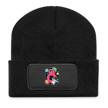 8e anniversaire 8 ans jeune astronaute de l’espace - Beanie recyclé à patch - noir - Devant