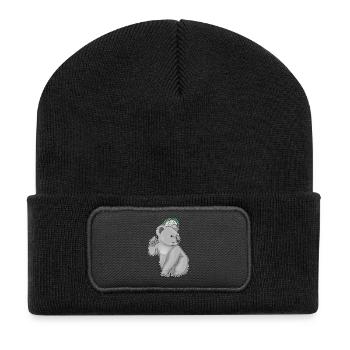 Koala Tennis Tennischläger - Recycelte Patch Beanie - Schwarz - Vorne