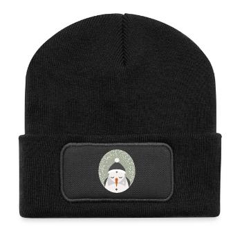 mignon bonhomme de neige avec casquette et nez de navet - Beanie recyclé à patch - noir - Devant