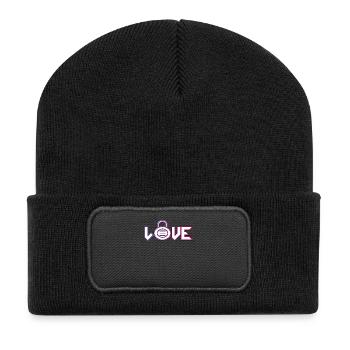 Love Lock Neon Outline - Recycled Patch Beanie - black - Front