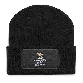 Ich Kann Nicht Habe Pläne In Meinem Nagelstudio - Recycelte Patch Beanie - Schwarz - Vorne