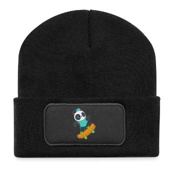 Panda Skater Skateboard - Recycled Patch Beanie - black - Front