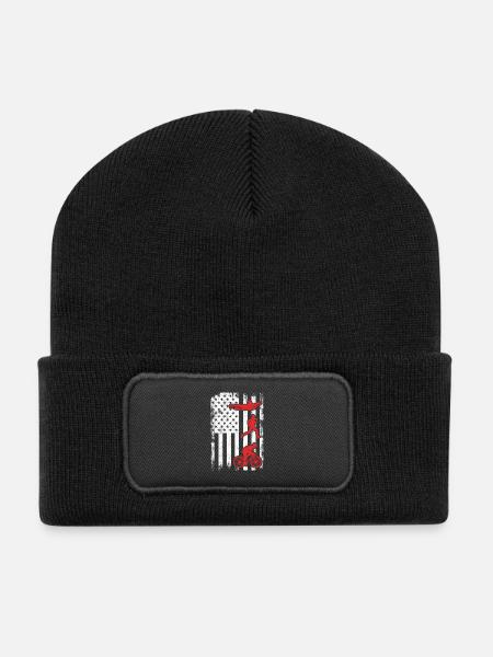 Patriotischer Triathlet - Recycelte Patch Beanie - Schwarz