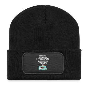 Eis Liebhaber Mich Mit Auto Beeindrucken Eiswagen - Recycelte Patch Beanie - Schwarz - Vorne