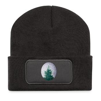 illuminated Christmas tree in the snow - Recycled Patch Beanie - dark grey - Front