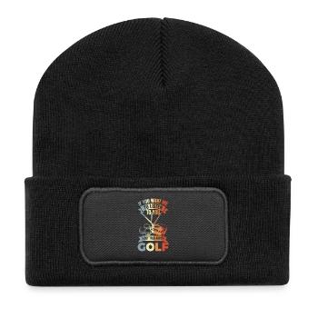 Bester Golfer Witz - Recycelte Patch Beanie - Schwarz - Vorne