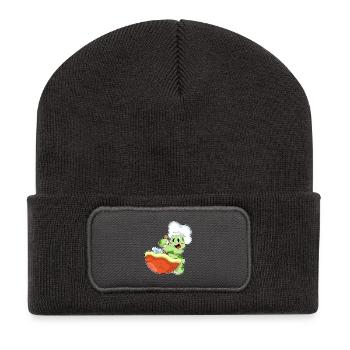Schildkröte Koch Kochtopf Kochen - Recycelte Patch Beanie - Dunkelgrau - Vorne