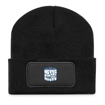 Never Forget Your Roots – Colored Typo - Recycled Patch Beanie - black - Front
