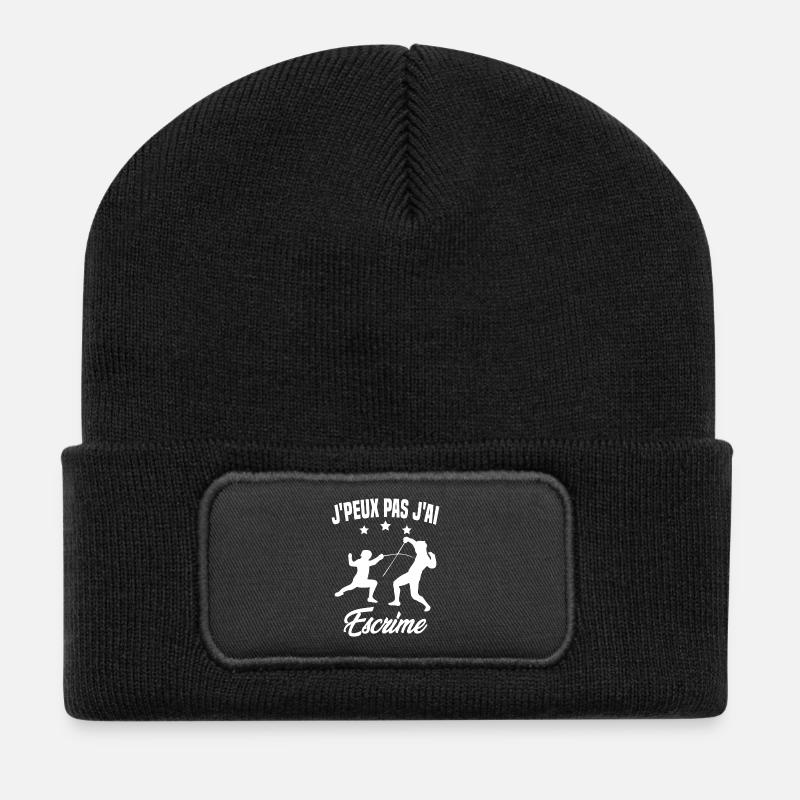 Je Peux Pas J'ai Escrime - Beanie recyclé à patch - noir