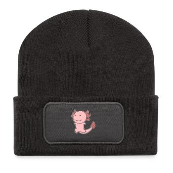 Axolotl motif - Recycled Patch Beanie - dark grey - Front