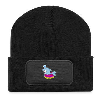 Dolphin Swimming Pool Summer - Recycled Patch Beanie - black - Front