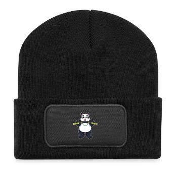 Panda Nunchaku Martial Arts - Recycled Patch Beanie - black - Front