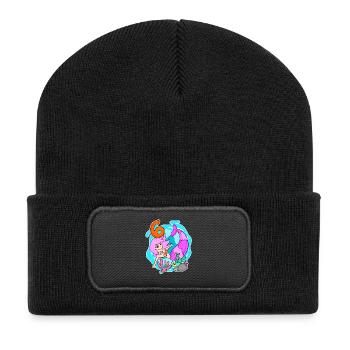 Mädchen 6 Jahre - Meerjungfrau - Recycelte Patch Beanie - Schwarz - Vorne