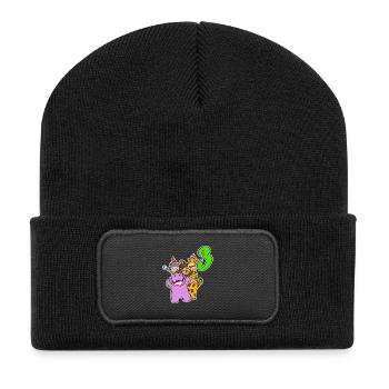 3 ans - 3ème anniversaire avec motif animal - Beanie recyclé à patch - noir - Devant