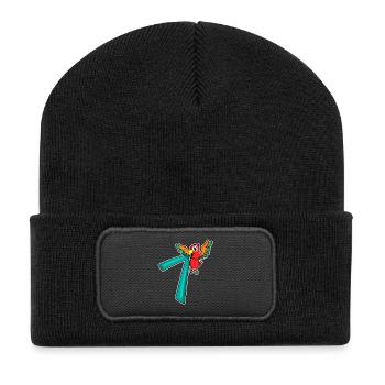 7 ans - 7 ans avec motif animal - Beanie recyclé à patch - noir - Devant